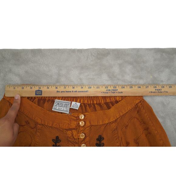 Speed Limit MPH Boho Embroidered Patchwork Maxi Skirt Rust Orange Size XL - Picture 5 of 7
